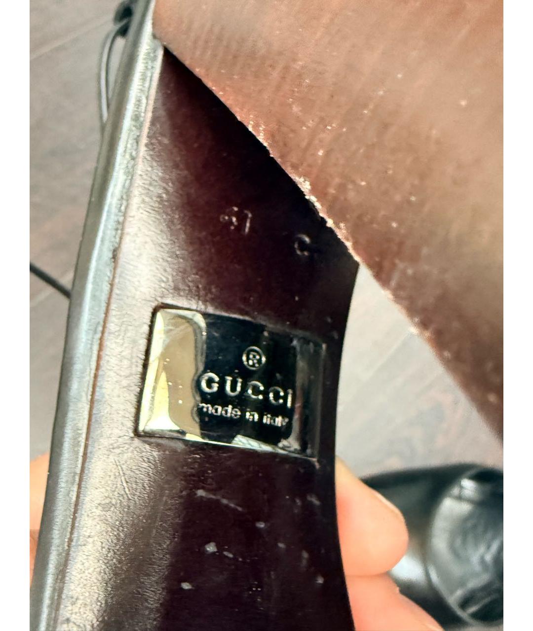 GUCCI Черные кожаные туфли, фото 5