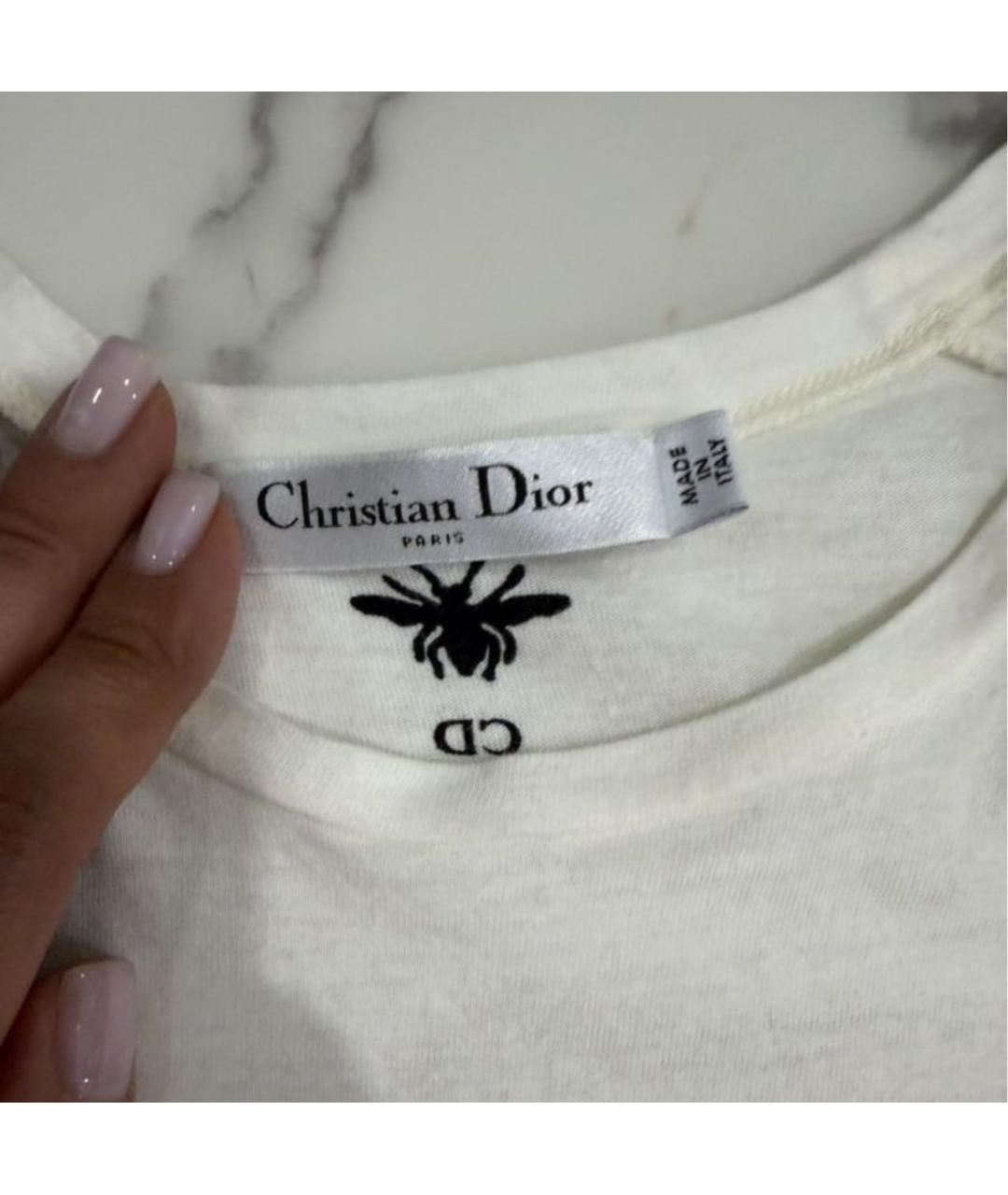 CHRISTIAN DIOR Белая хлопковая футболка, фото 3