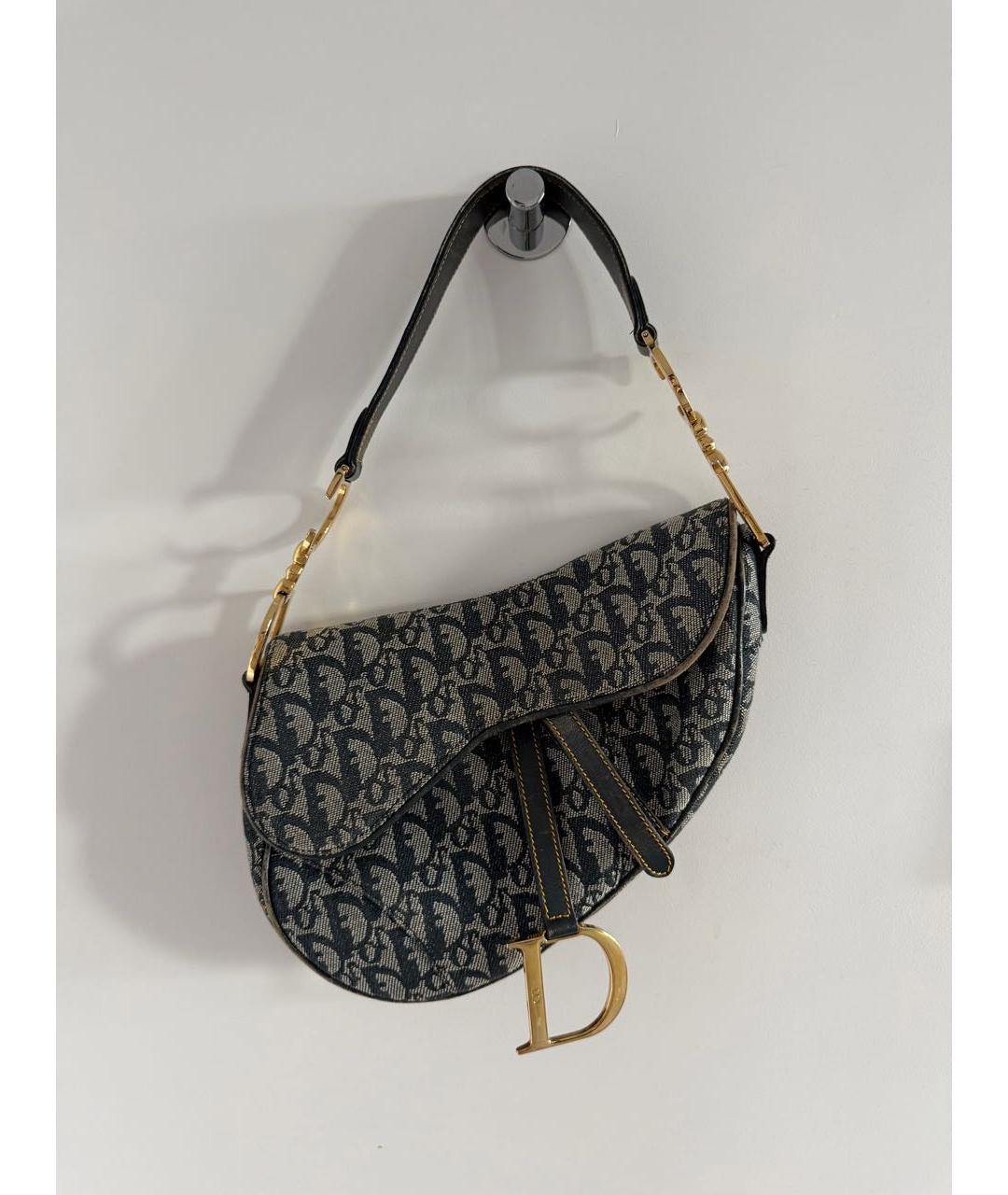 CHRISTIAN DIOR Темно-синяя деним сумка с короткими ручками, фото 9