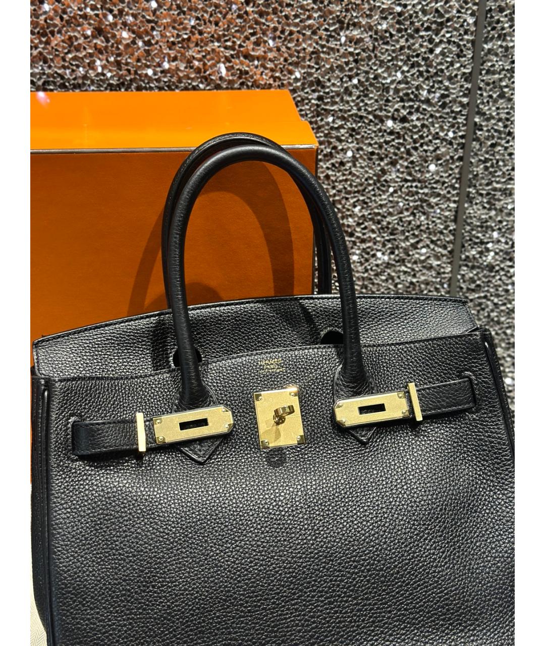 HERMES Черная кожаная сумка с короткими ручками, фото 8