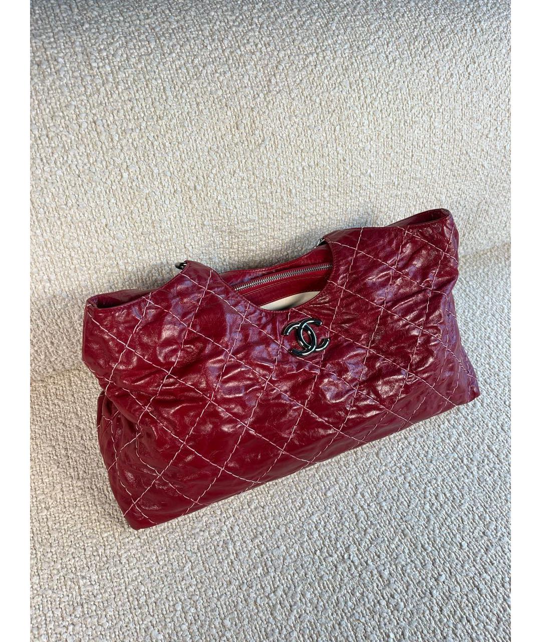 CHANEL Бордовая кожаная сумка тоут, фото 2