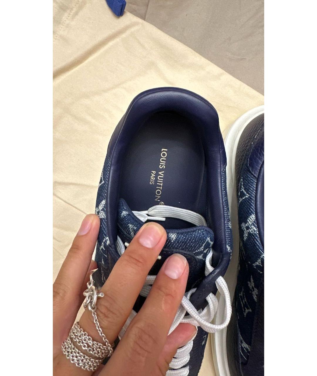 LOUIS VUITTON Синие текстильные низкие кроссовки / кеды, фото 3