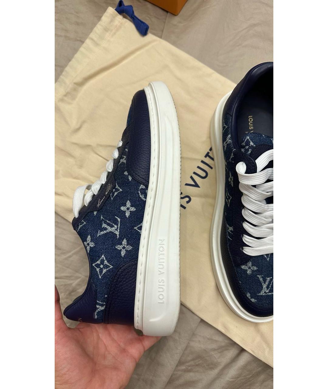 LOUIS VUITTON Синие текстильные низкие кроссовки / кеды, фото 6