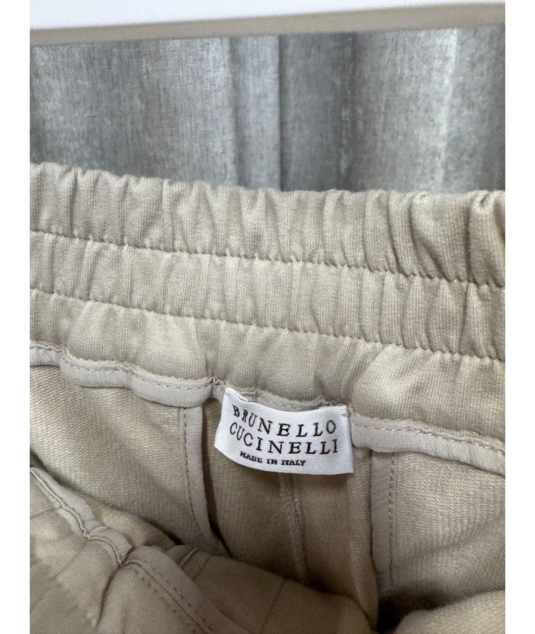 BRUNELLO CUCINELLI Бежевые хлопко-эластановые брюки широкие, фото 3