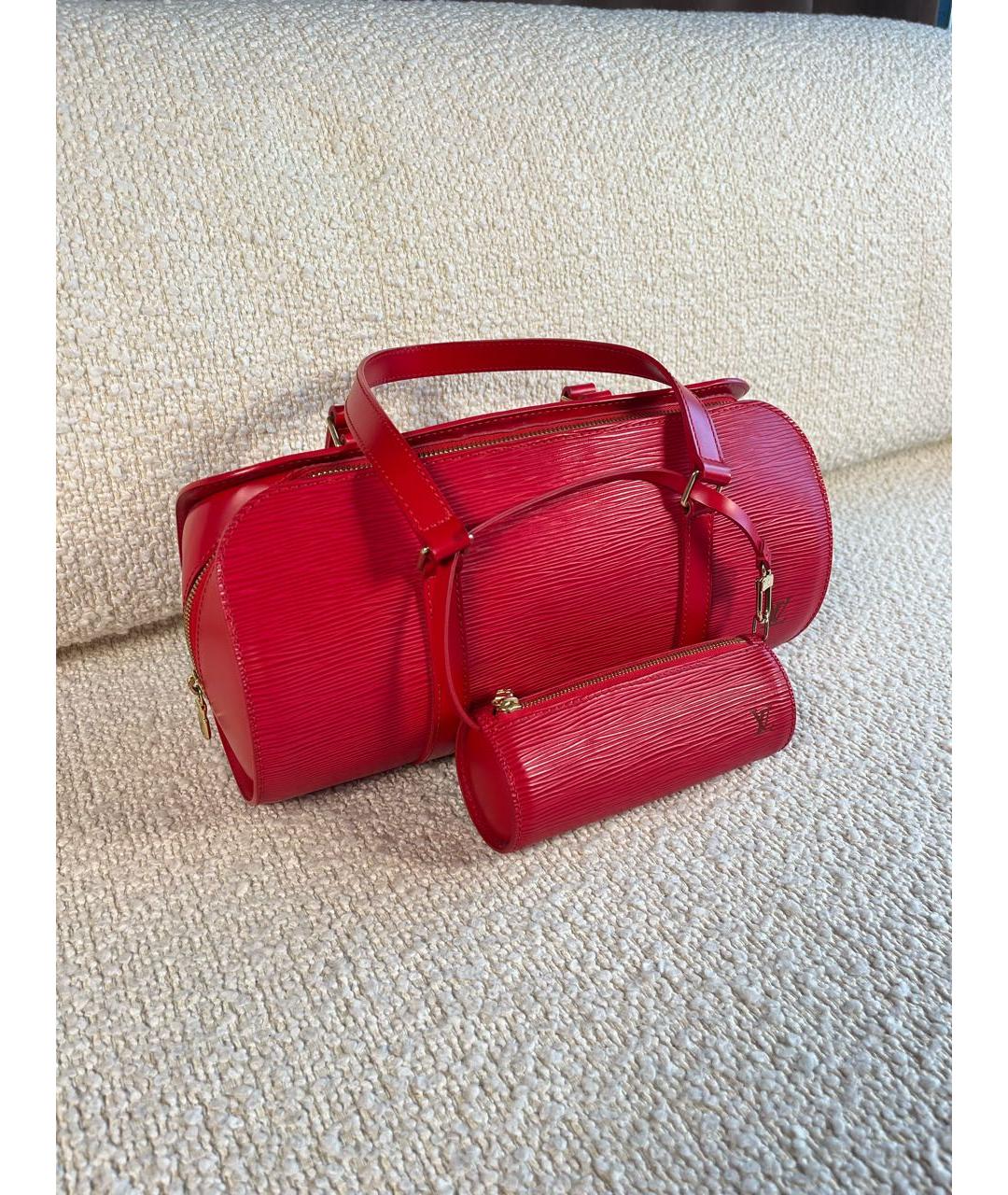 LOUIS VUITTON Красная кожаная сумка с короткими ручками, фото 2