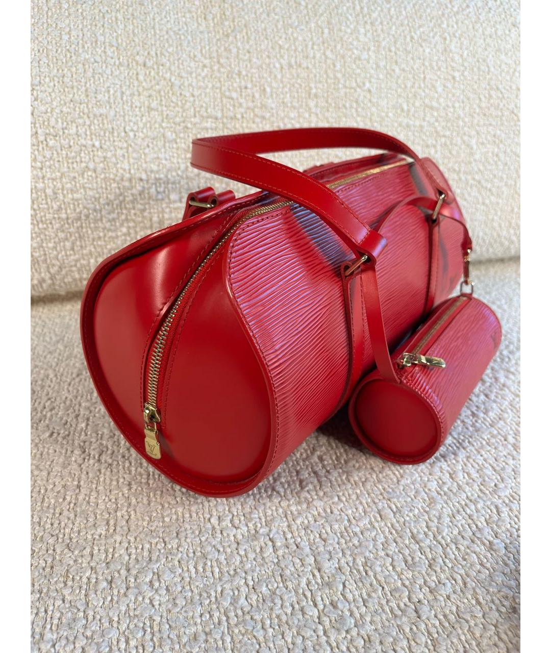 LOUIS VUITTON Красная кожаная сумка с короткими ручками, фото 6