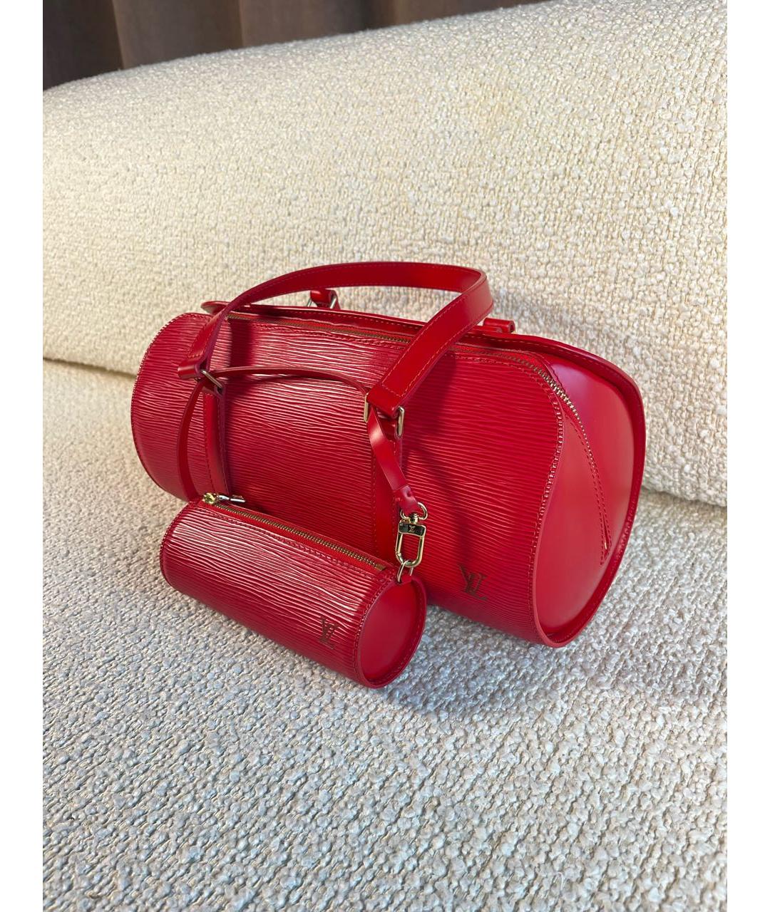 LOUIS VUITTON Красная кожаная сумка с короткими ручками, фото 5