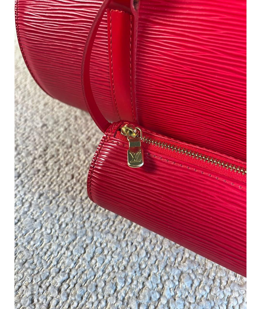 LOUIS VUITTON Красная кожаная сумка с короткими ручками, фото 7