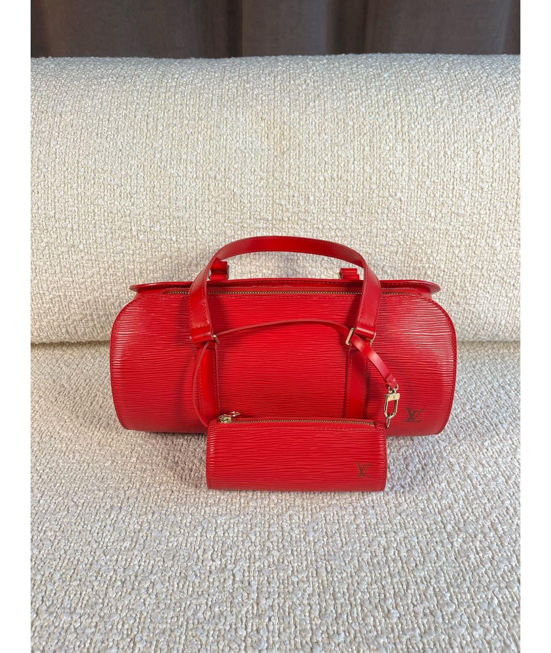 LOUIS VUITTON Красная кожаная сумка с короткими ручками, фото 9