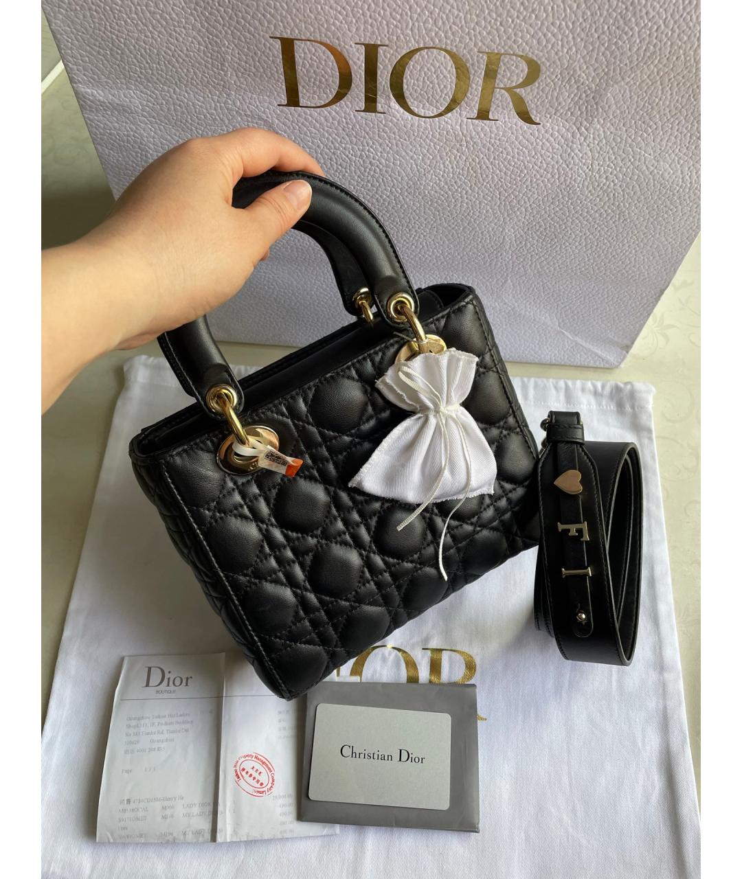 CHRISTIAN DIOR Черная кожаная сумка тоут, фото 2