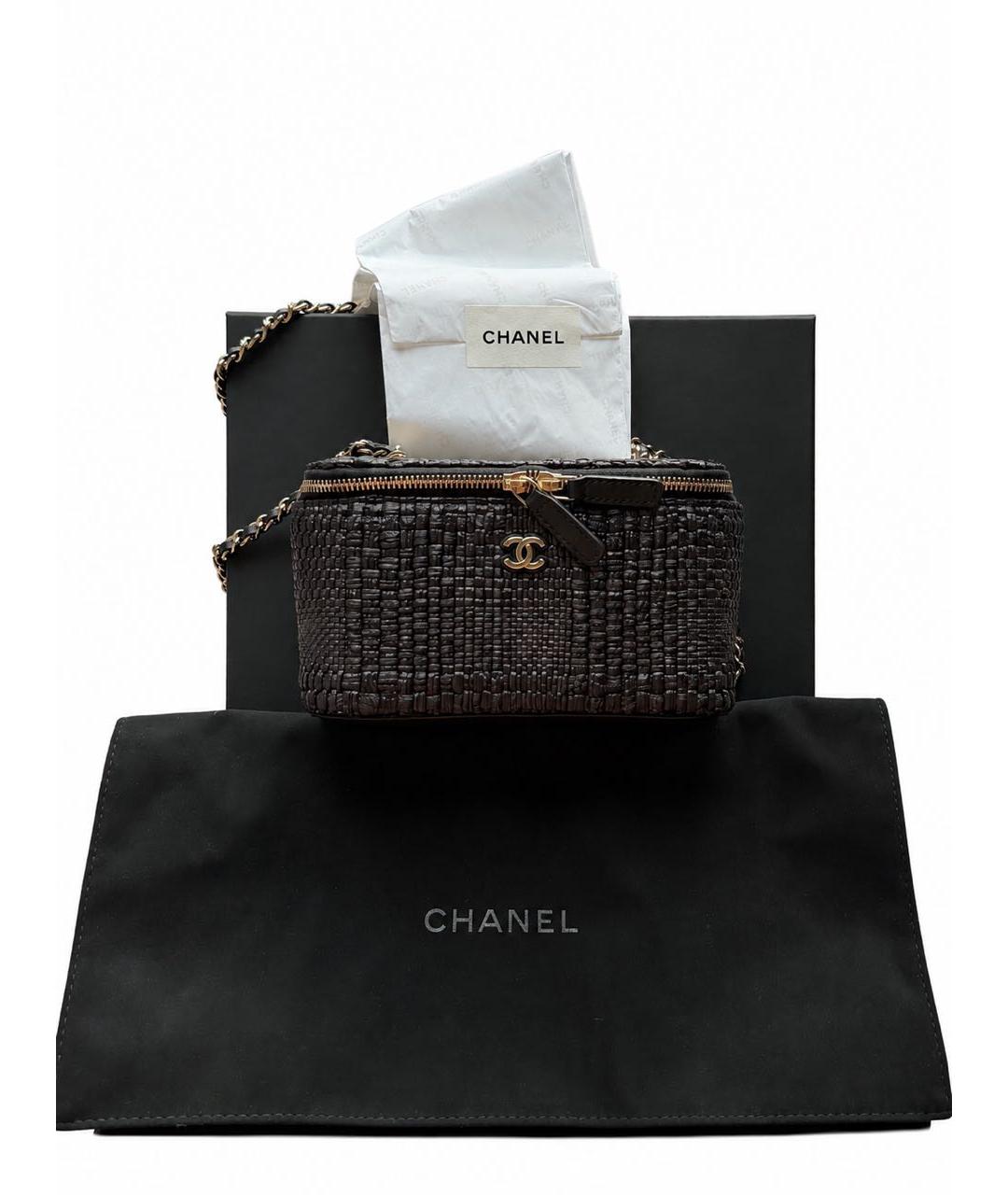 CHANEL Черная плетеная сумка через плечо, фото 7