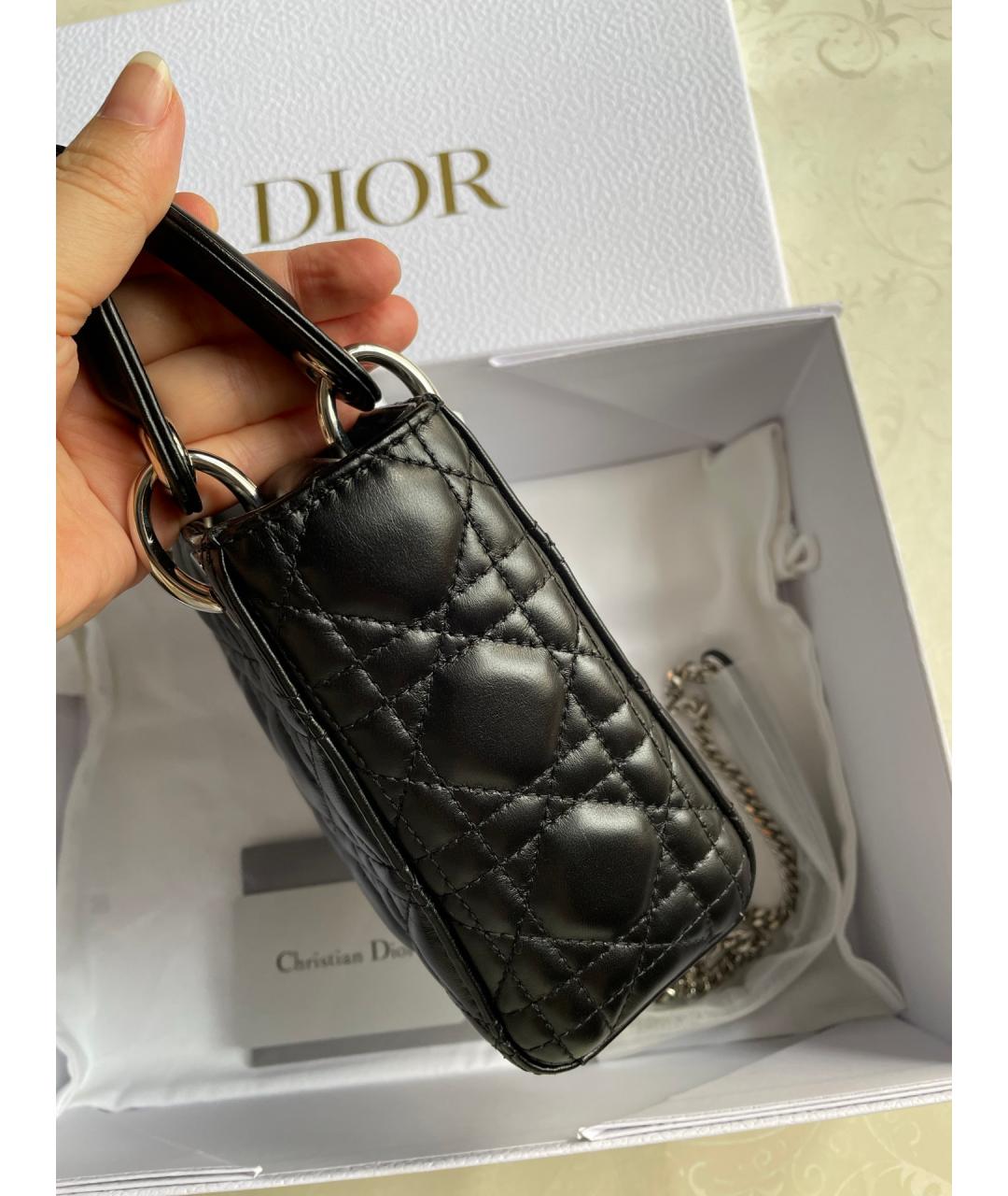 CHRISTIAN DIOR Черная кожаная сумка тоут, фото 4