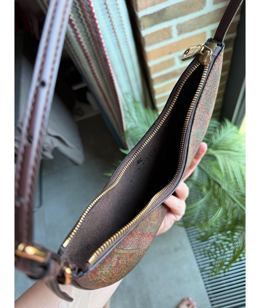 ETRO Коричневая кожаная сумка через плечо, фото 4