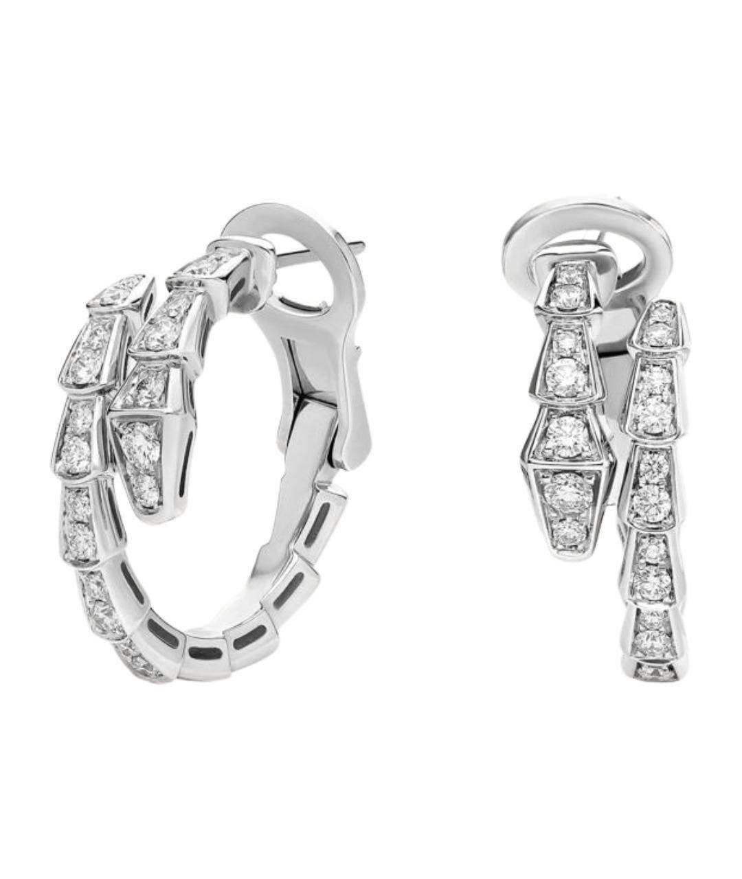 BVLGARI Серебряные серьги из белого золота, фото 1