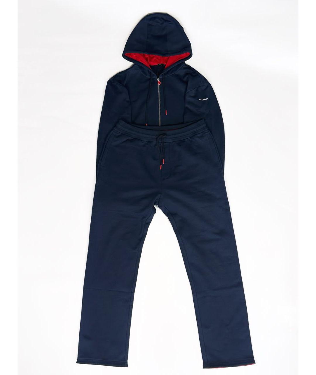 KITON Темно-синий хлопковый спортивный костюм, фото 2