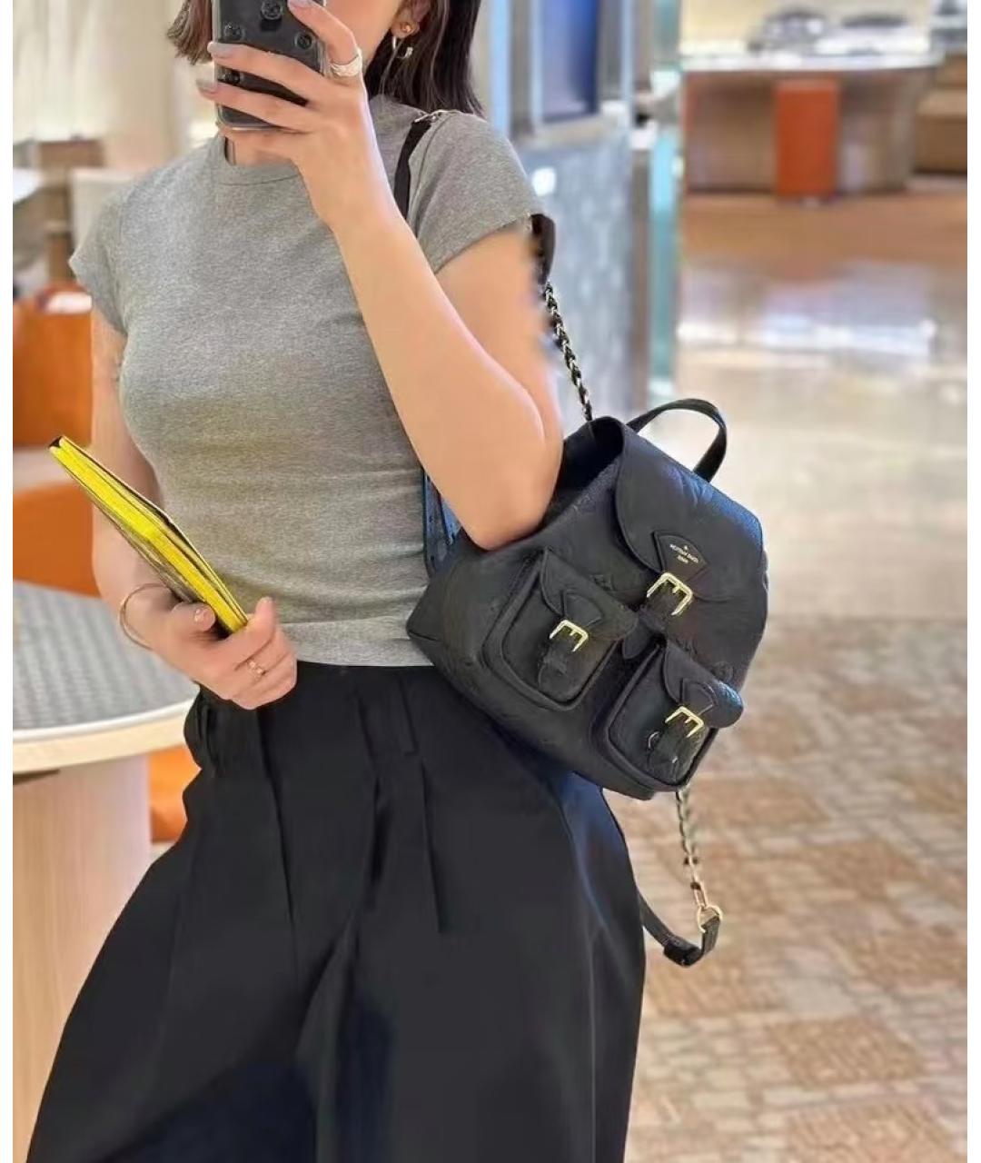 LOUIS VUITTON Черный кожаный рюкзак, фото 6