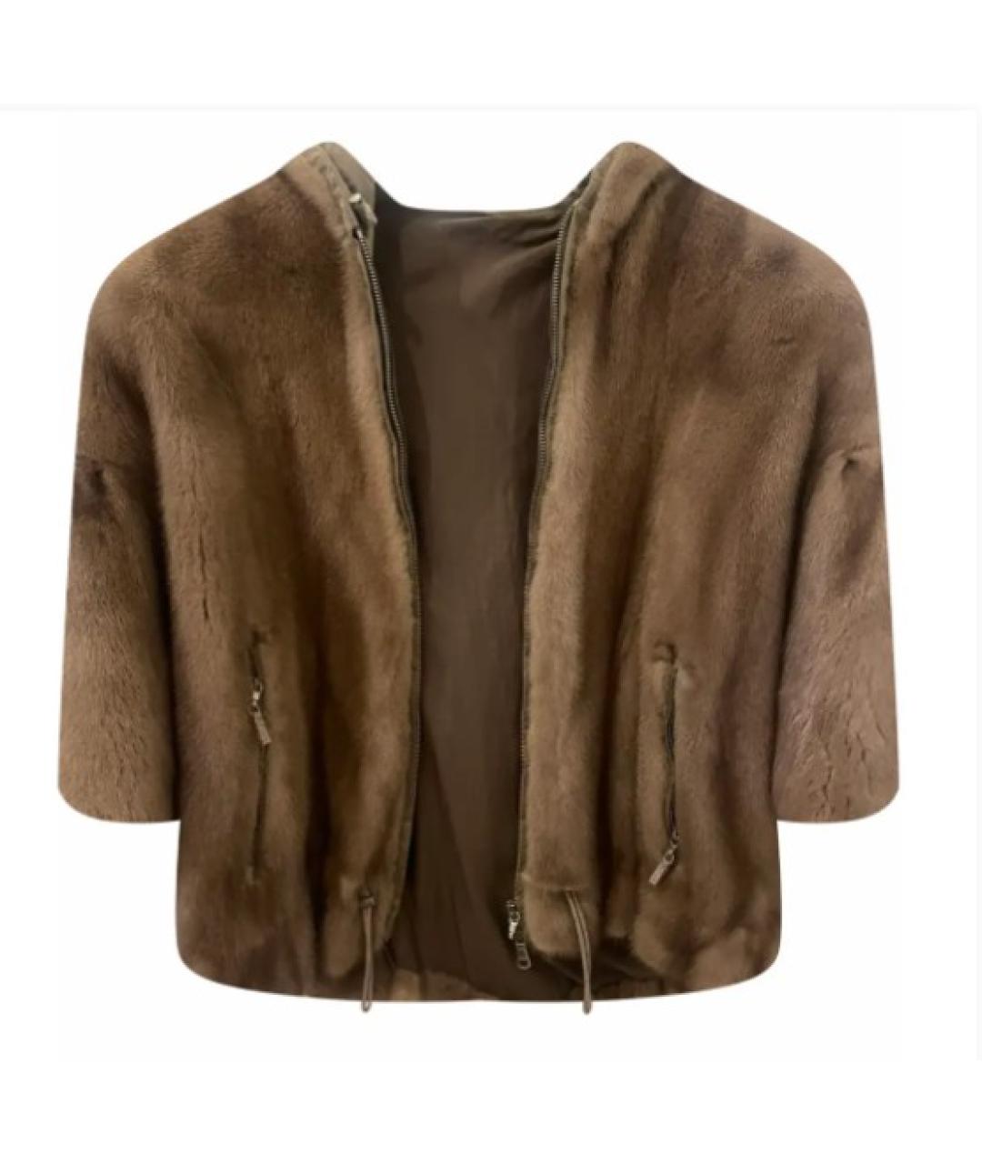 BRUNELLO CUCINELLI Коричневая меховая шуба, фото 10