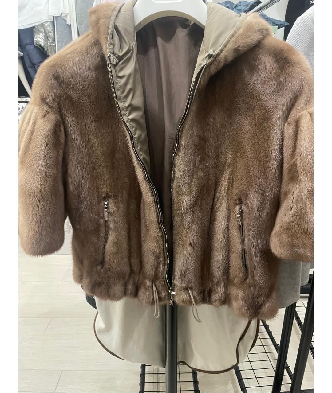 BRUNELLO CUCINELLI Коричневая меховая шуба, фото 9