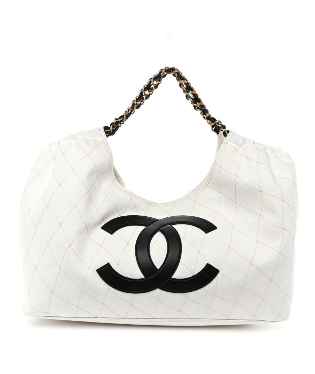 CHANEL Белая деним пляжная сумка, фото 1