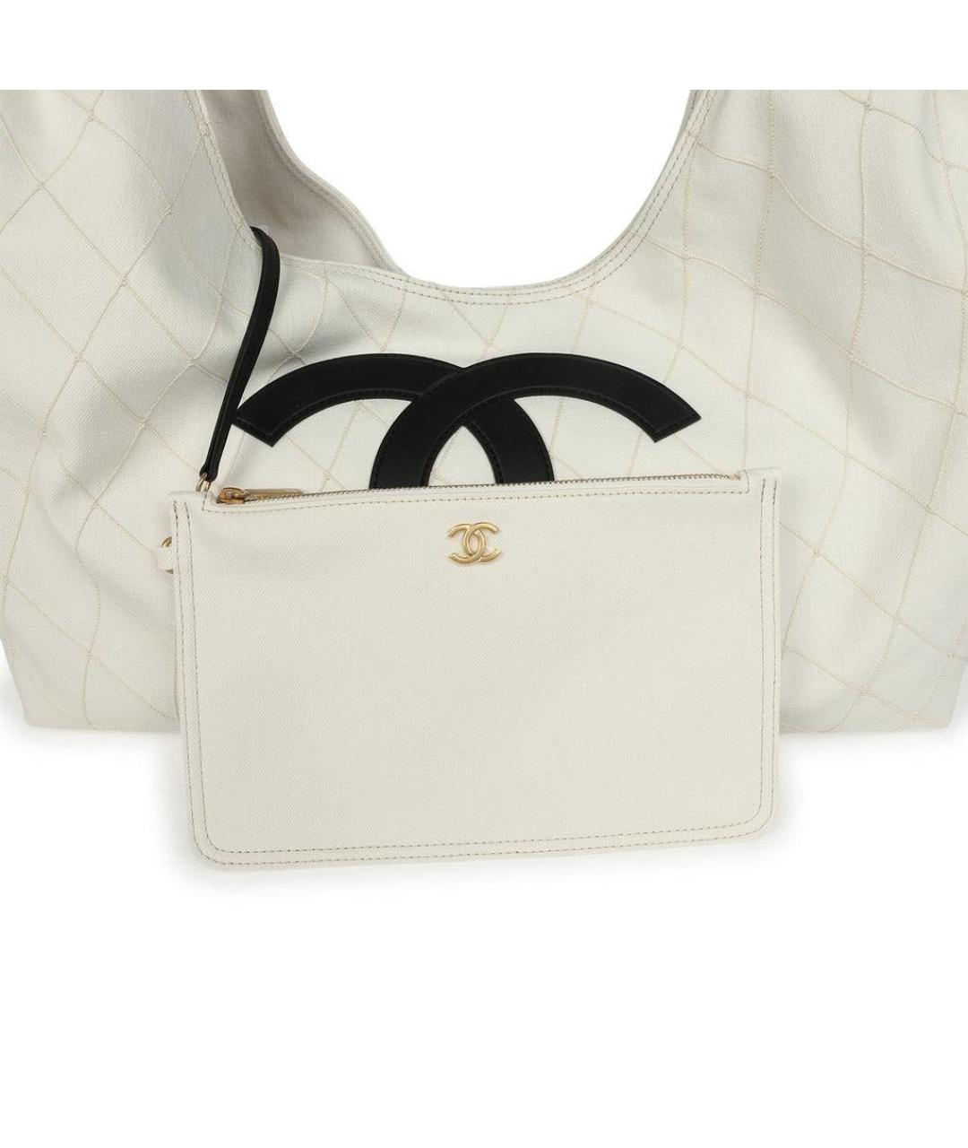 CHANEL Белая деним пляжная сумка, фото 6
