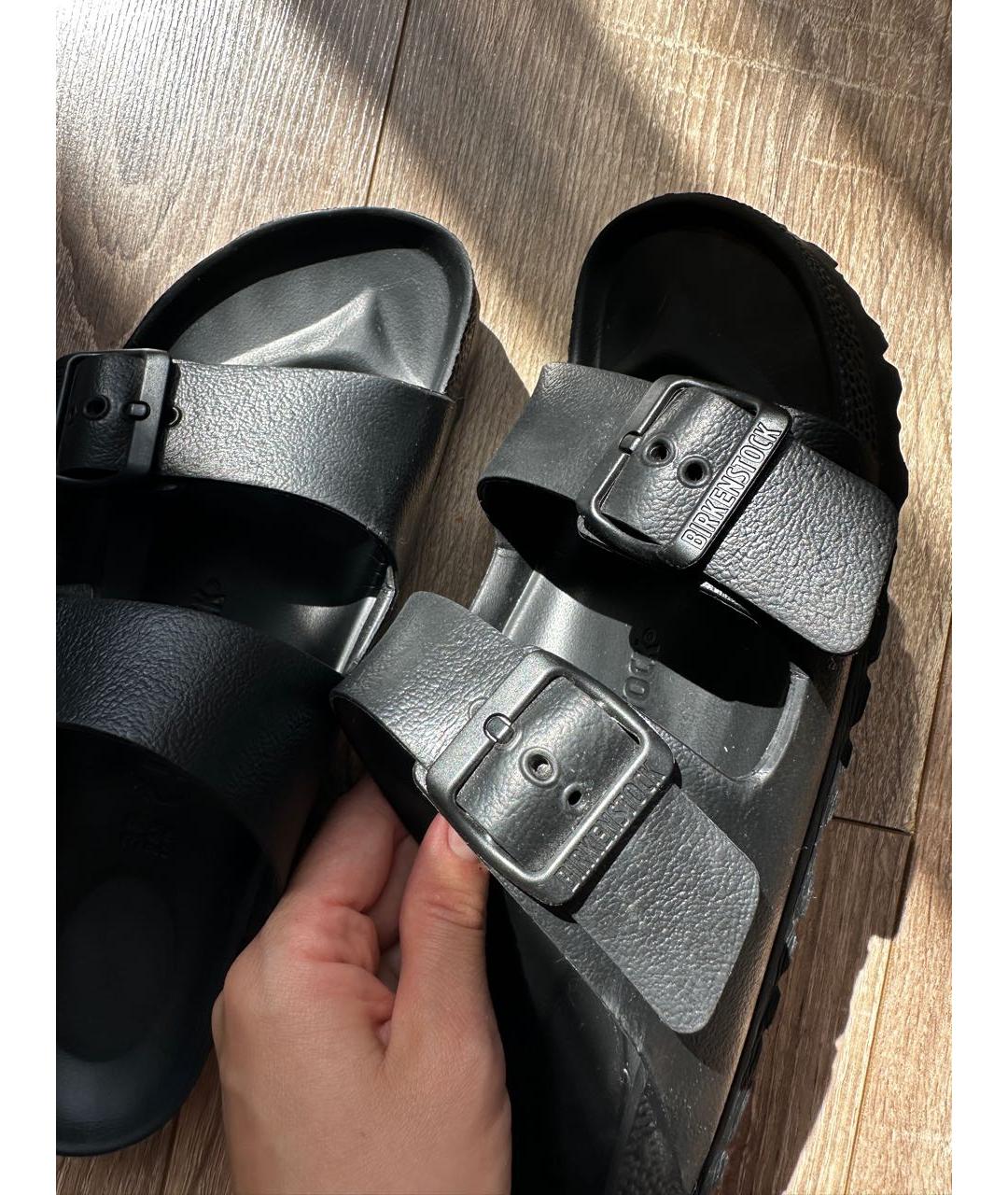 BIRKENSTOCK Черные резиновые шлепанцы, фото 7