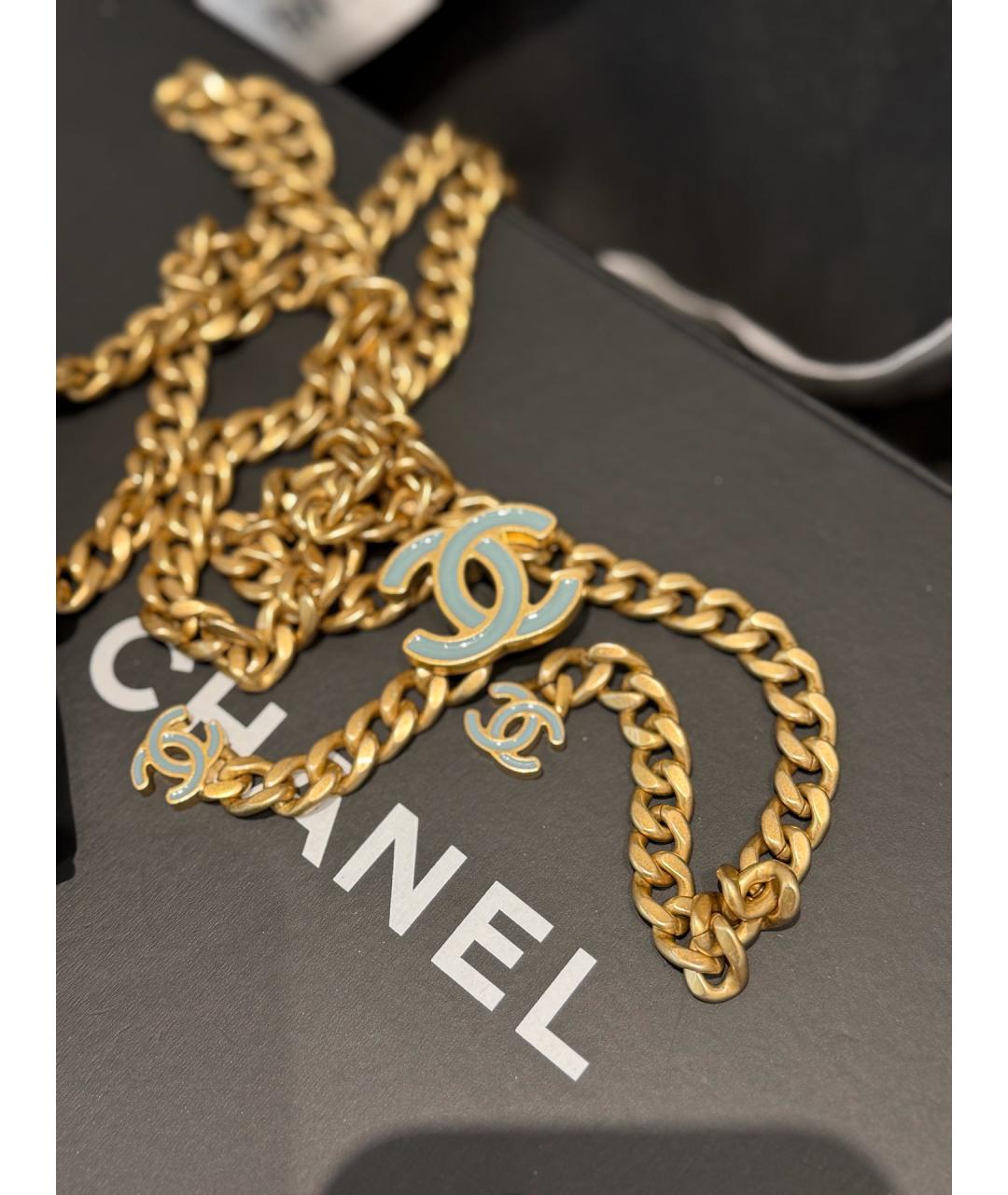 CHANEL Голубая кожаная сумка через плечо, фото 6