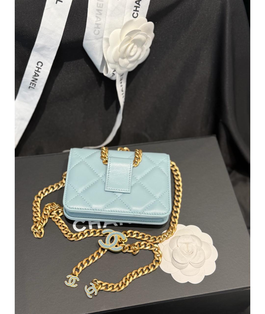 CHANEL Голубая кожаная сумка через плечо, фото 2