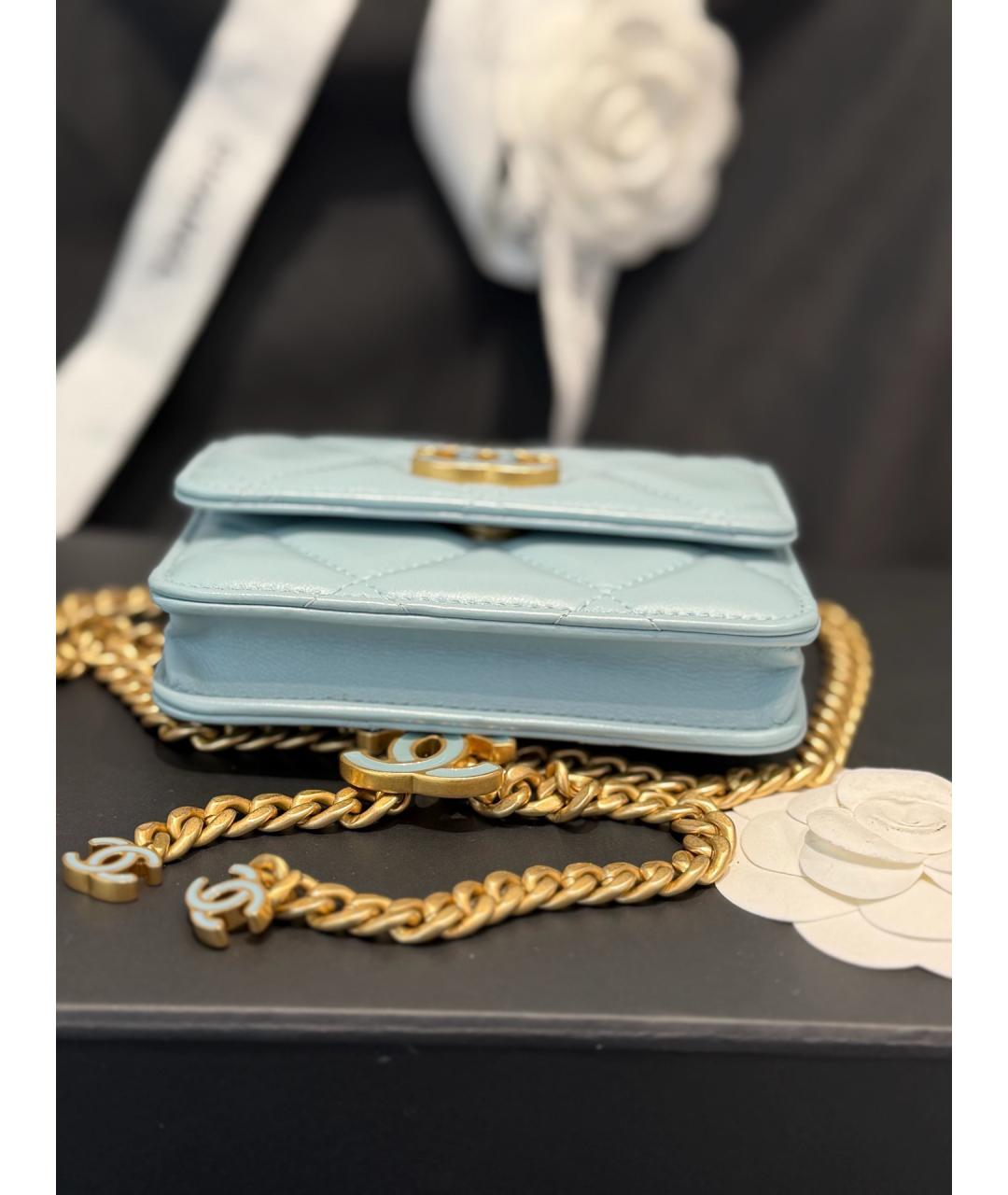 CHANEL Голубая кожаная сумка через плечо, фото 3