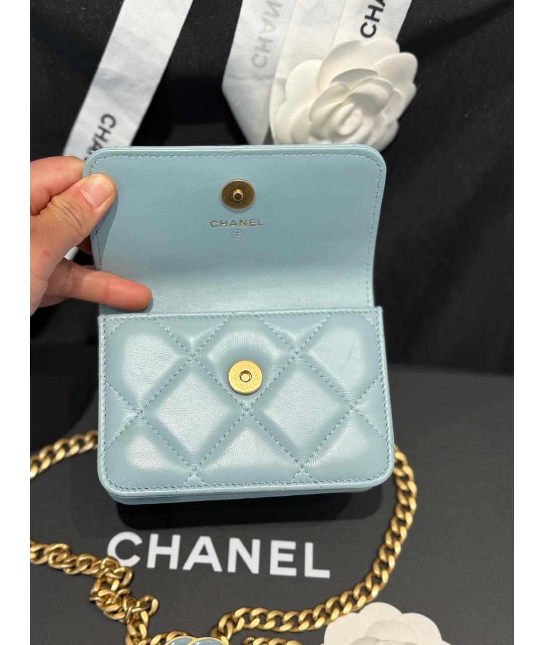 CHANEL Голубая кожаная сумка через плечо, фото 7