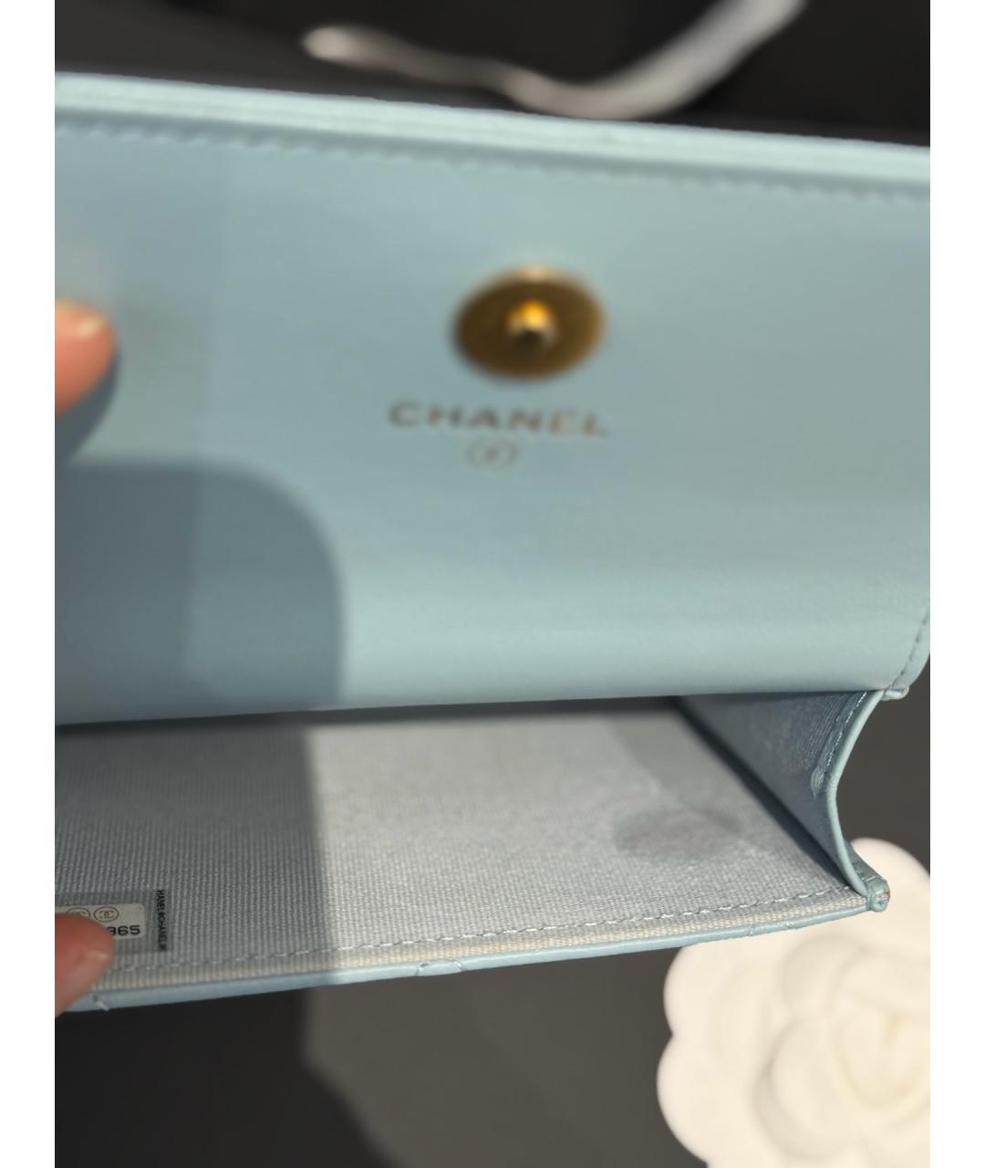CHANEL Голубая кожаная сумка через плечо, фото 4