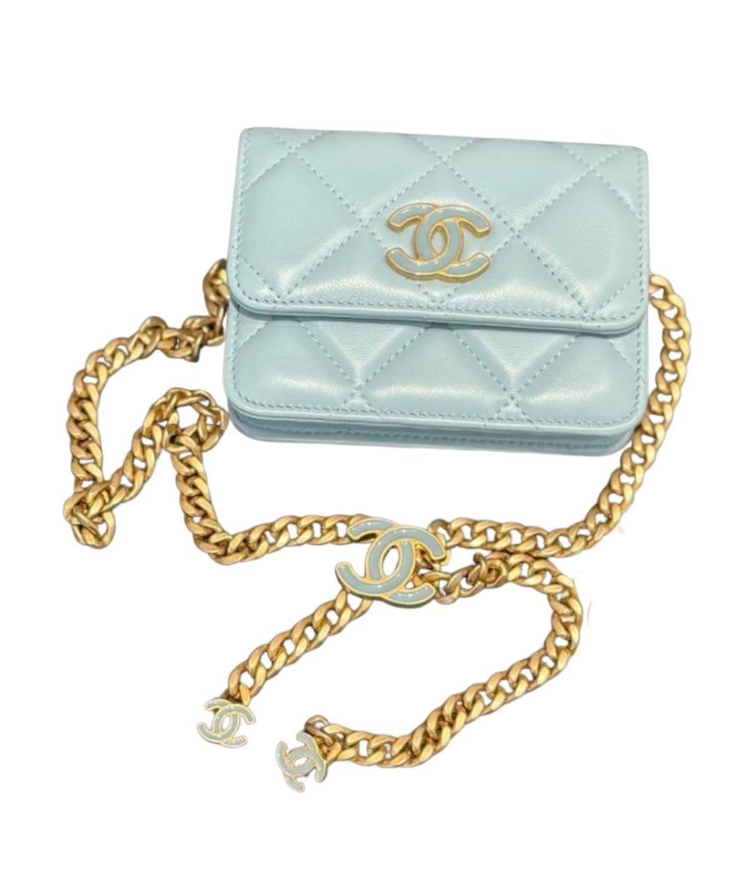 CHANEL Голубая кожаная сумка через плечо, фото 1