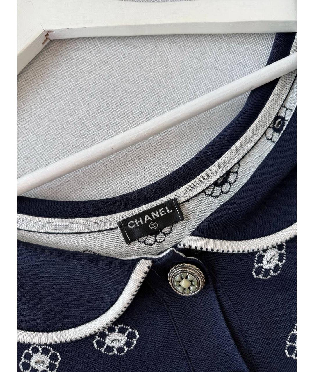 CHANEL Темно-синее вискозное повседневное платье, фото 3