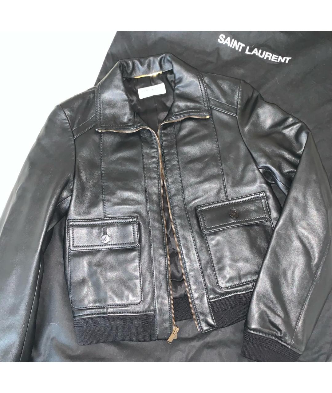SAINT LAURENT Черная кожаная куртка, фото 3