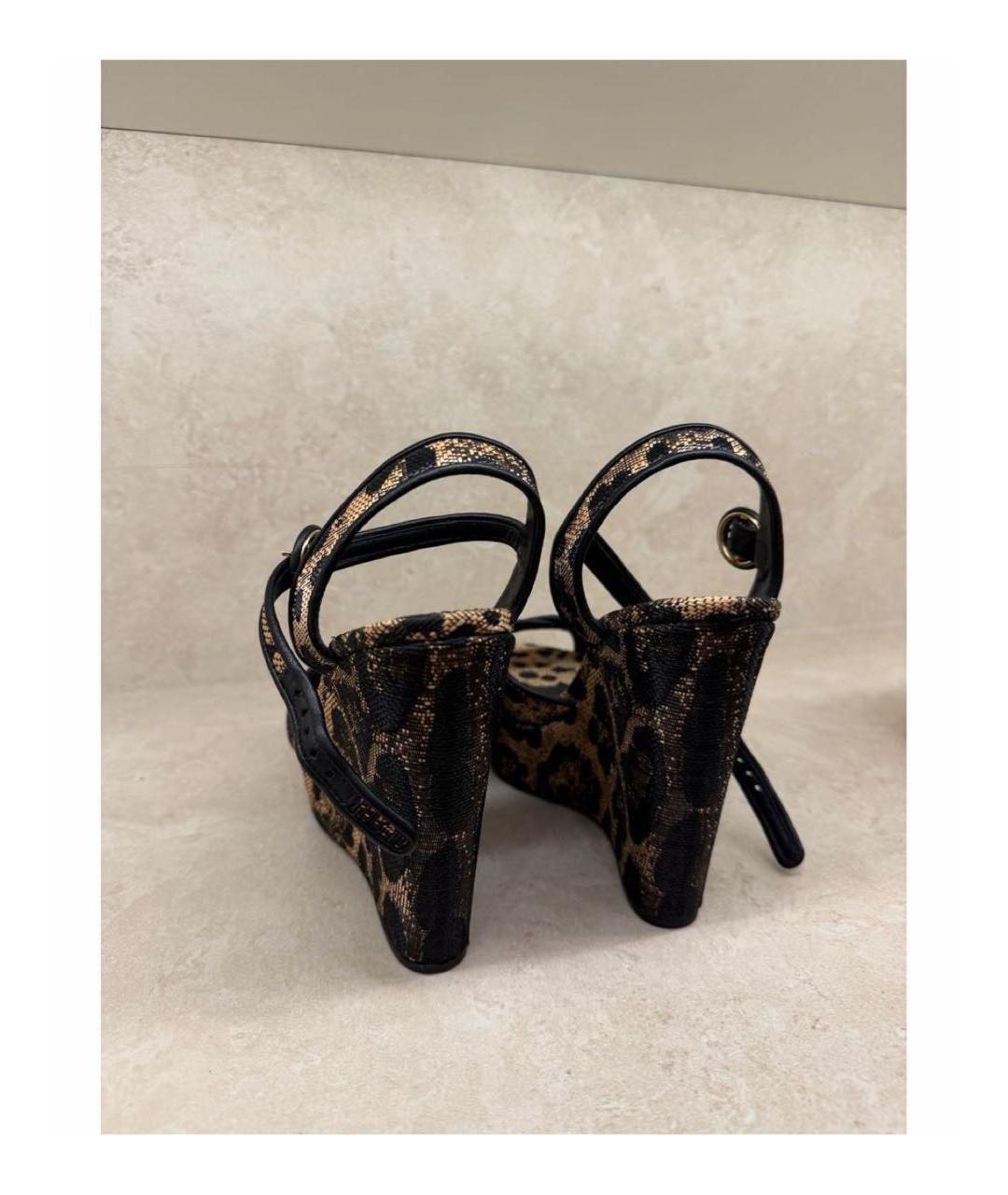 DOLCE&GABBANA Коричневые текстильные босоножки, фото 3