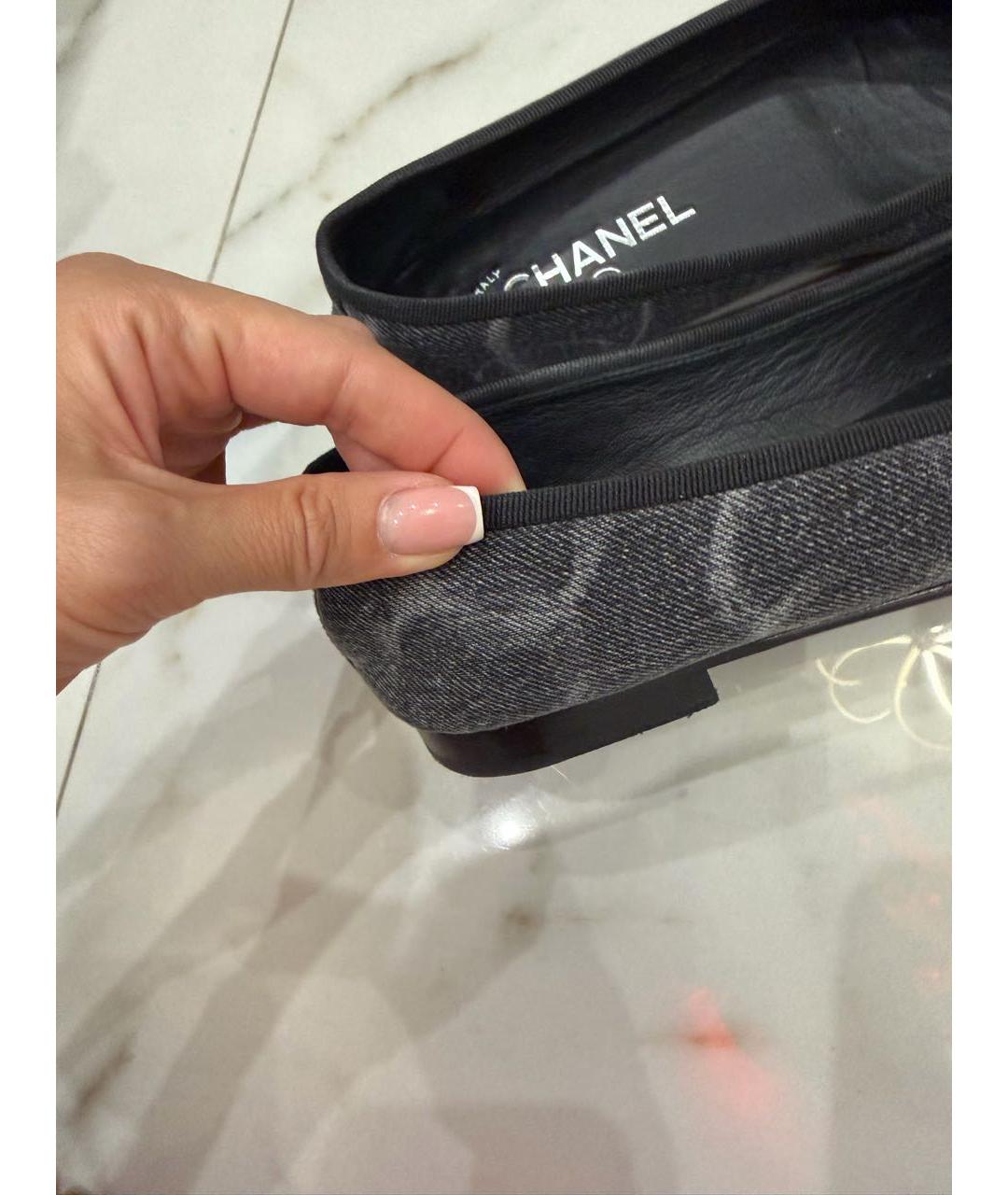 CHANEL Серые текстильные балетки, фото 6