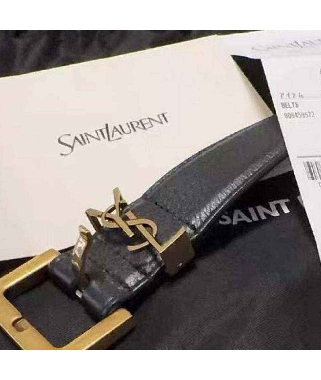 SAINT LAURENT Черный кожаный ремень, фото 6