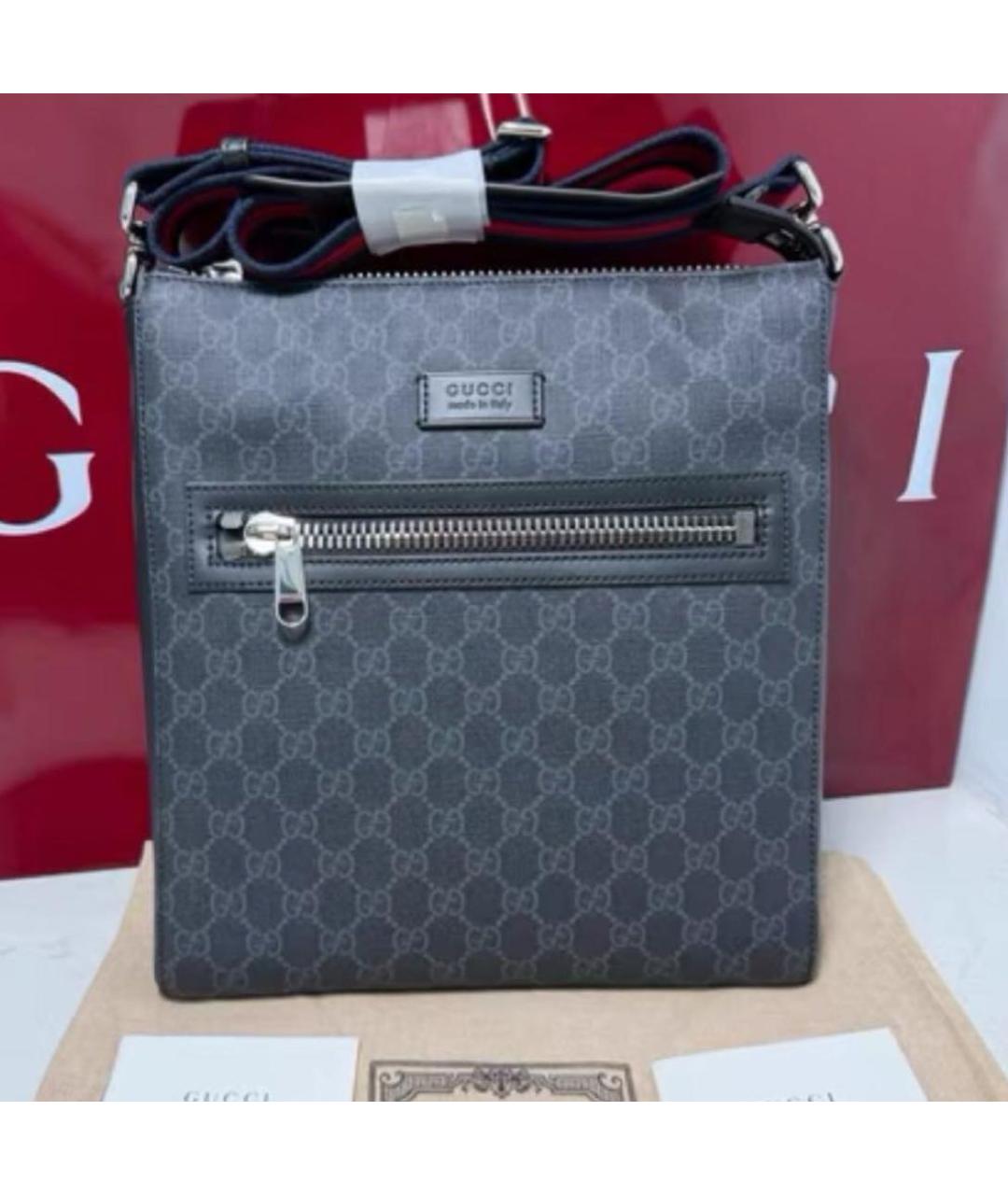 GUCCI Антрацитовая канва сумка на плечо, фото 5