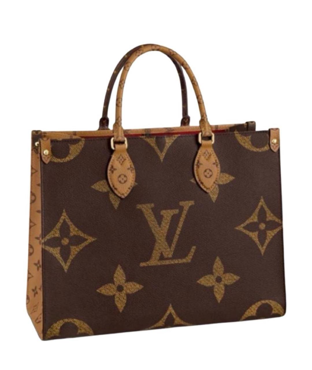 LOUIS VUITTON Коричневая кожаная сумка тоут, фото 8