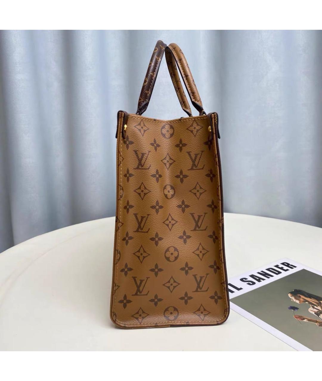 LOUIS VUITTON Коричневая кожаная сумка тоут, фото 3