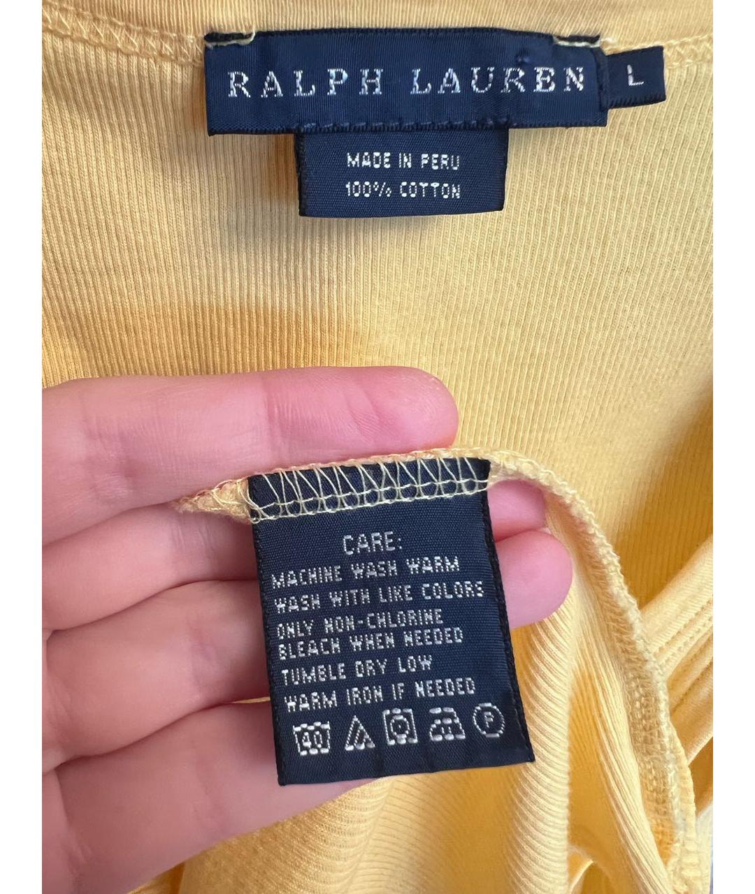 RALPH LAUREN Желтая хлопковая майка, фото 3