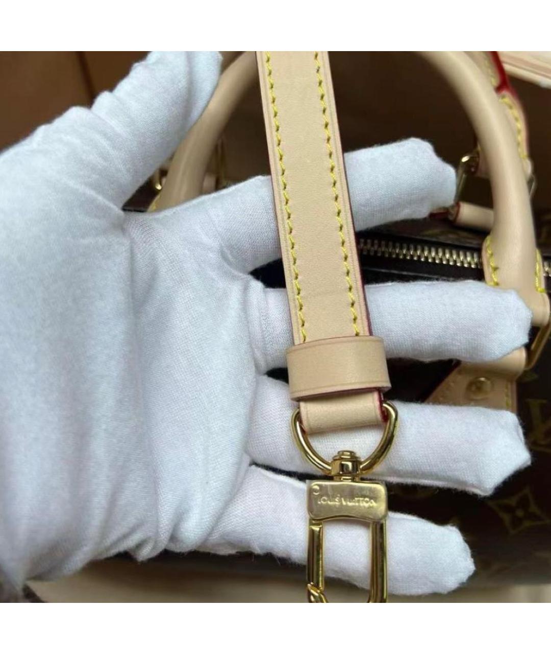 LOUIS VUITTON Коричневая канва сумка с короткими ручками, фото 7