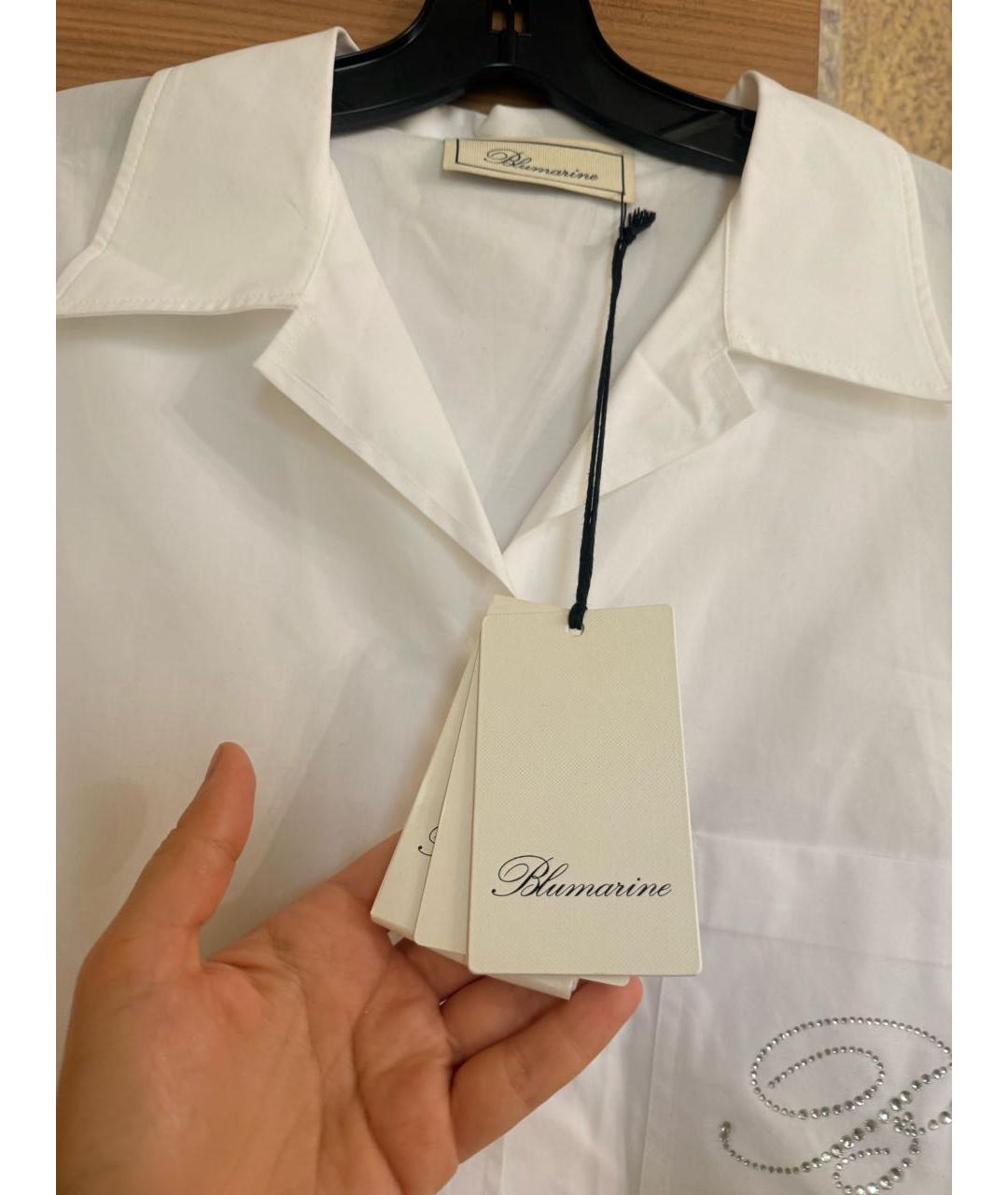 BLUMARINE Белая хлопковая блузы, фото 3