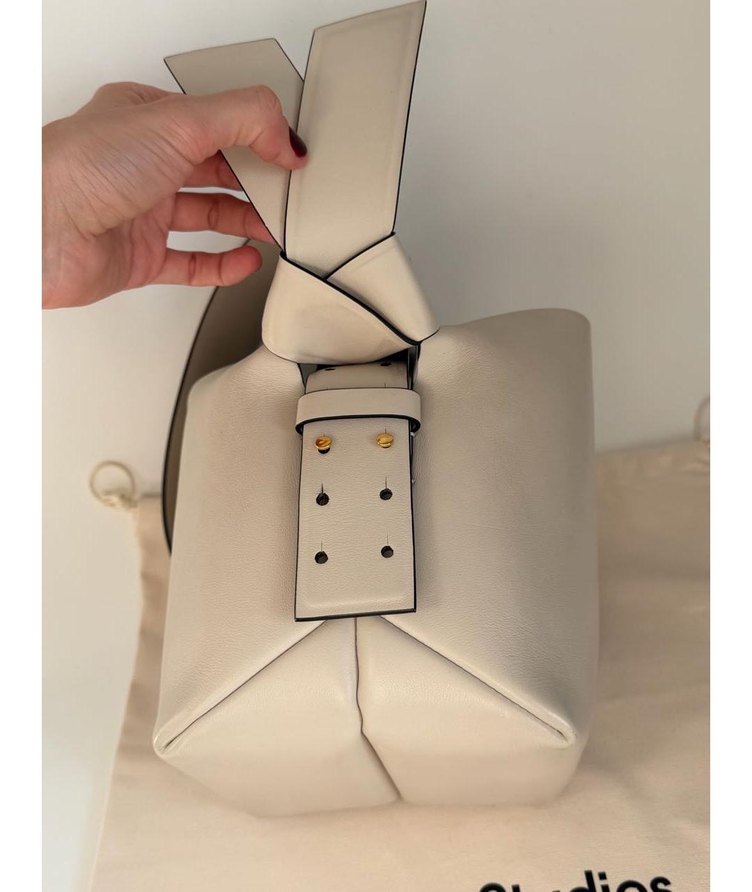 ACNE STUDIOS Белая кожаная сумка тоут, фото 8
