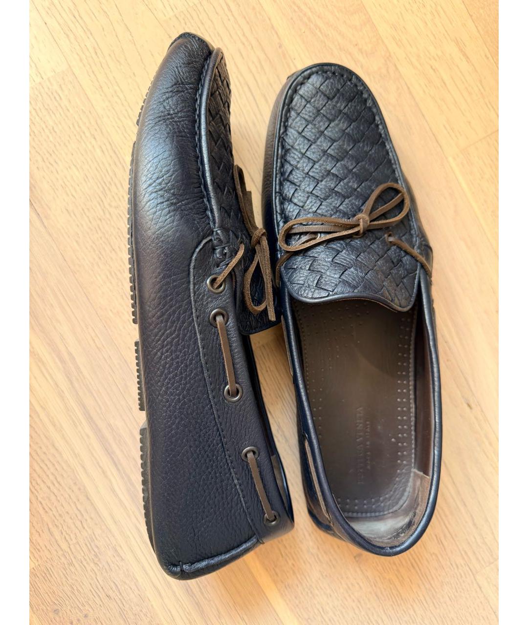 BOTTEGA VENETA Темно-синие кожаные мокасины, фото 2