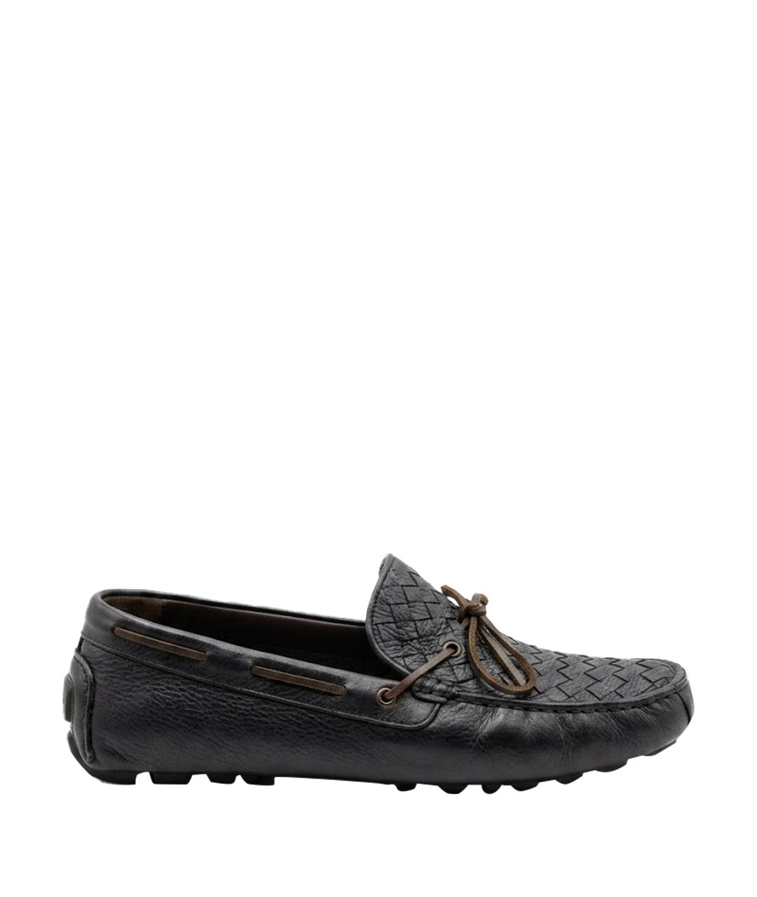 BOTTEGA VENETA Темно-синие кожаные мокасины, фото 1