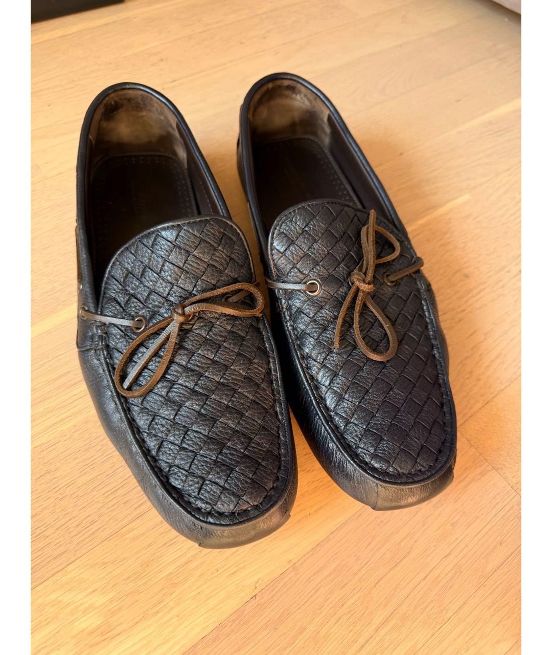 BOTTEGA VENETA Темно-синие кожаные мокасины, фото 8