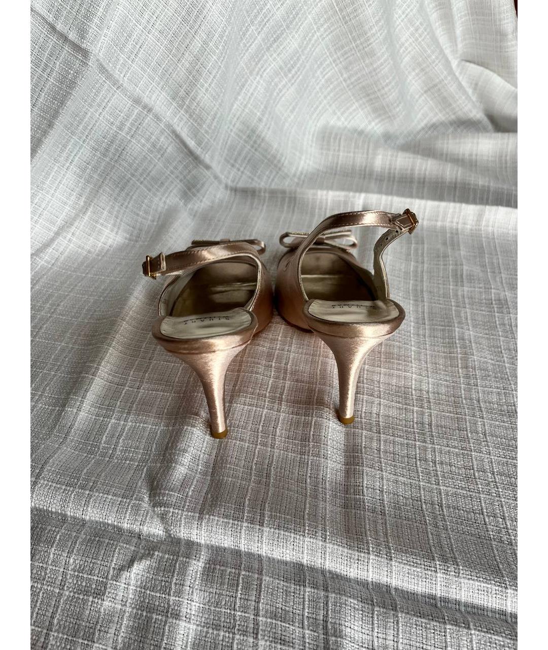 STUART WEITZMAN Золотые текстильные босоножки, фото 8