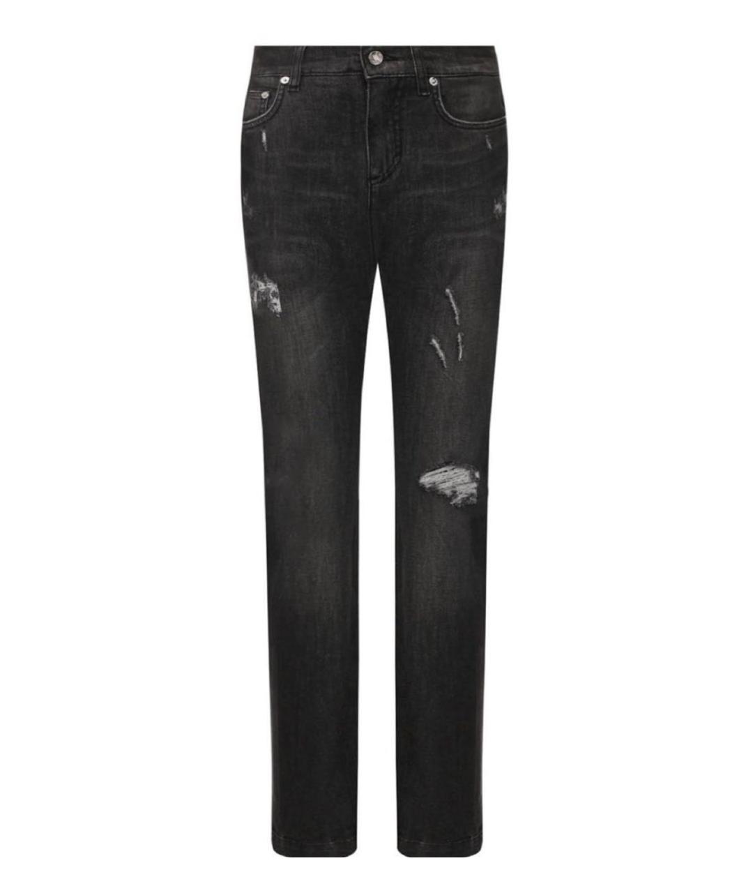 DOLCE&GABBANA Антрацитовые хлопко-эластановые джинсы слим, фото 1