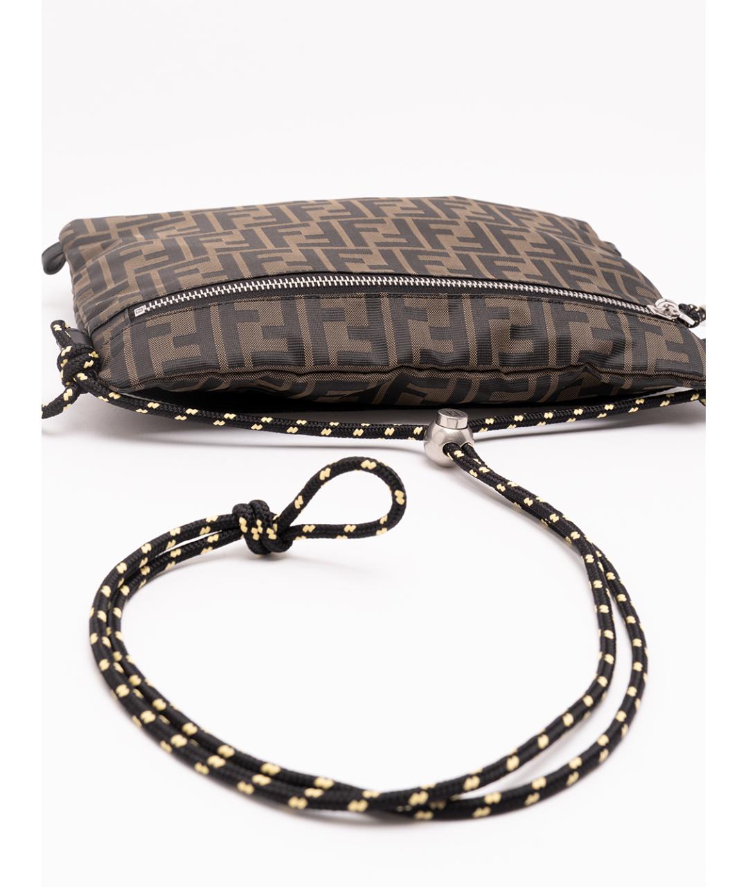 FENDI Коричневая тканевая барсетка, фото 4