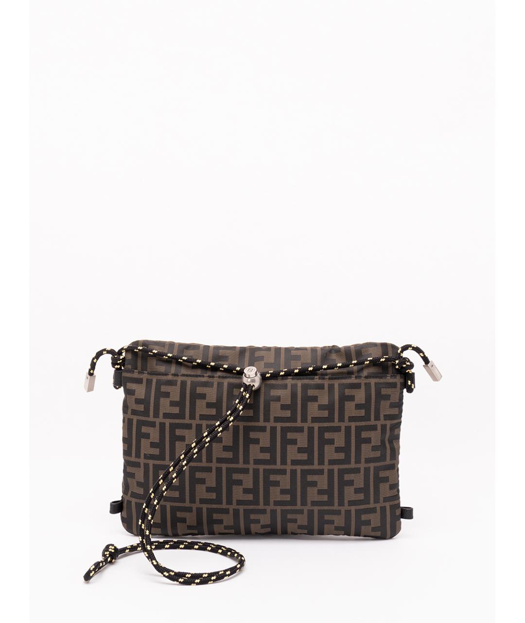 FENDI Коричневая тканевая барсетка, фото 2